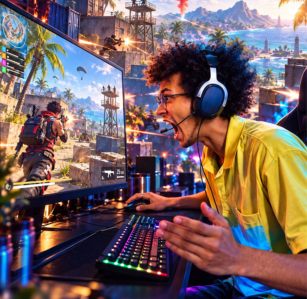 Jugador en su estación de gaming